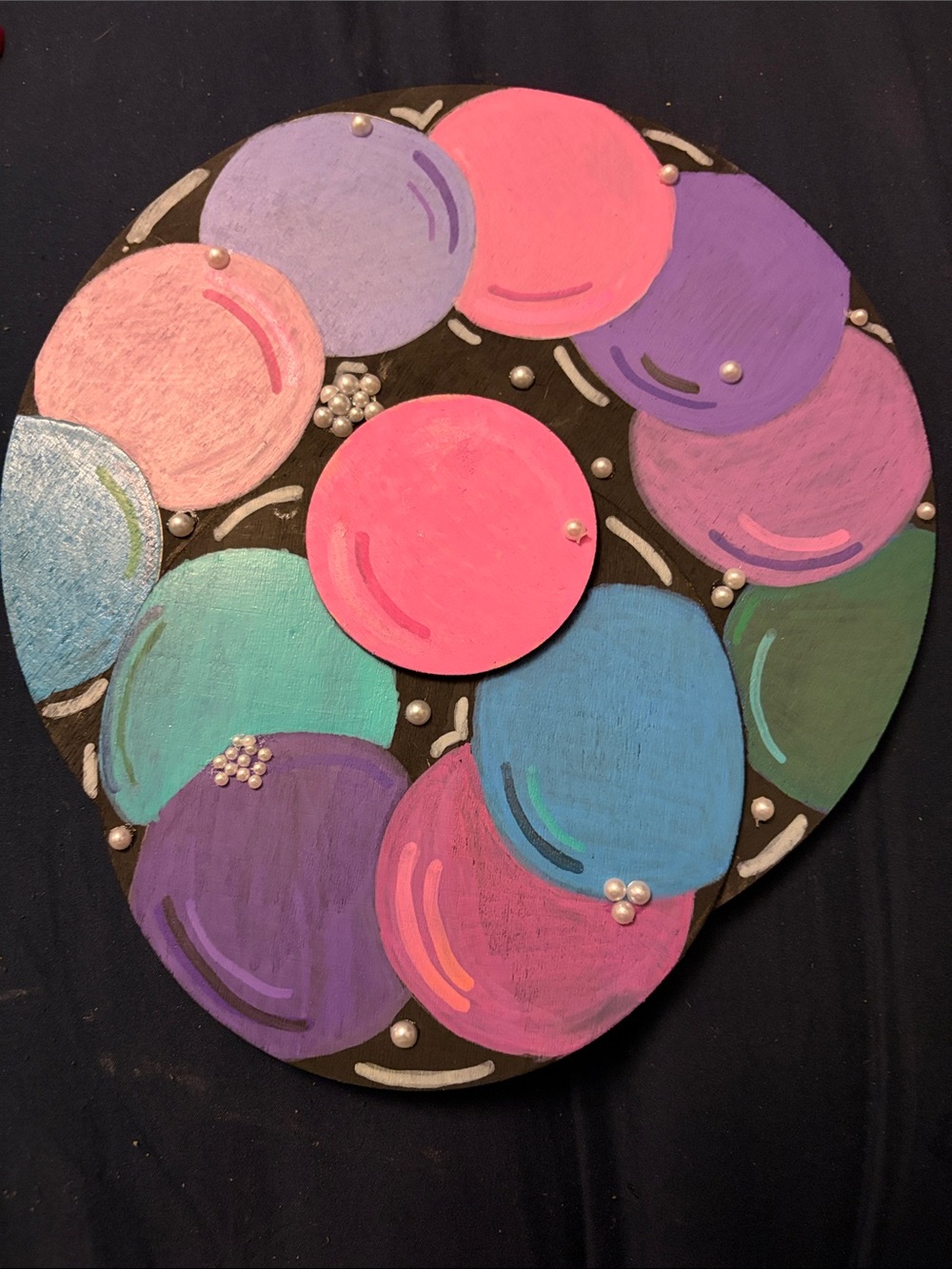 Hand-Painted Colorful Bubble Wall Art - Pink, Purple, Blue, Green